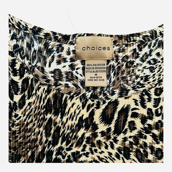 Choices casual accordion leopard print sleeveless top tank Medium brown black - Picture 6 of 11